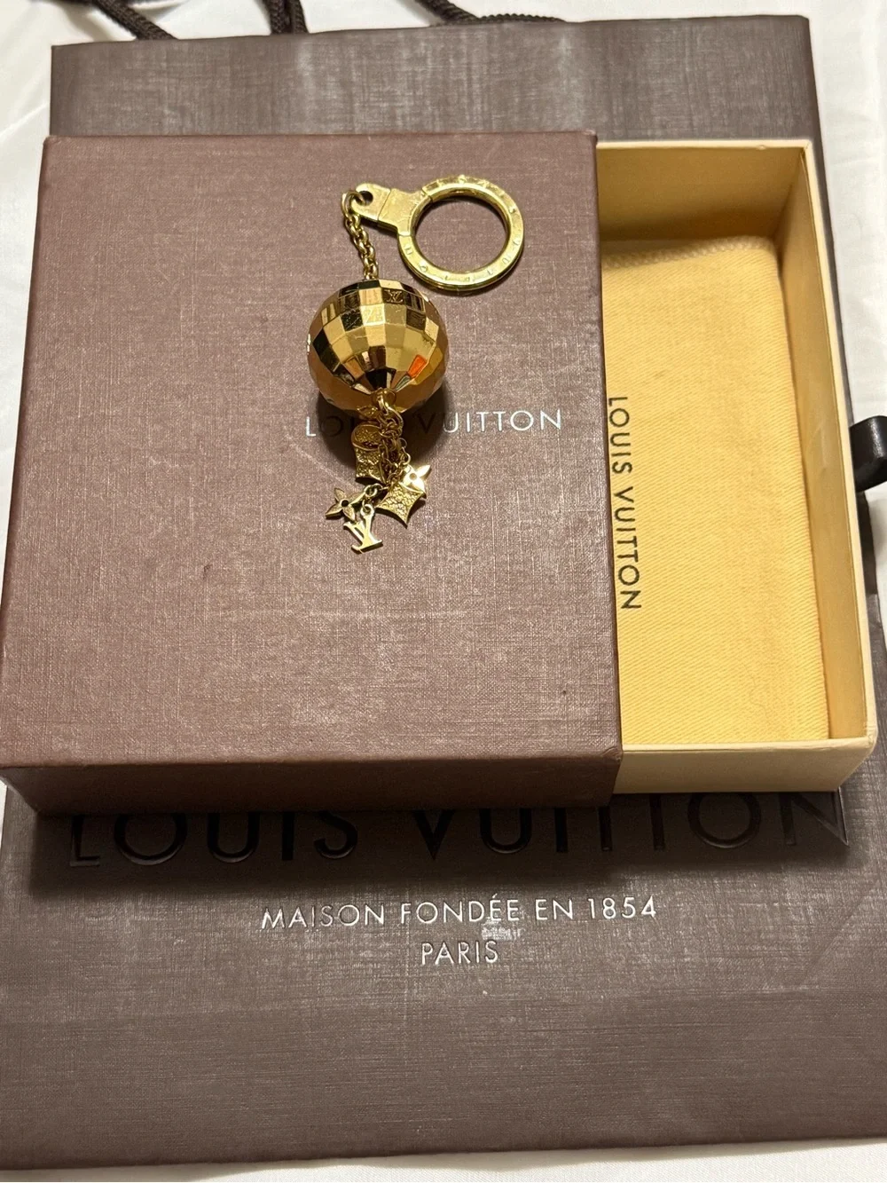 Louis Vuitton Gold-tone Disco Ball Charm includes box dust and shopping bag